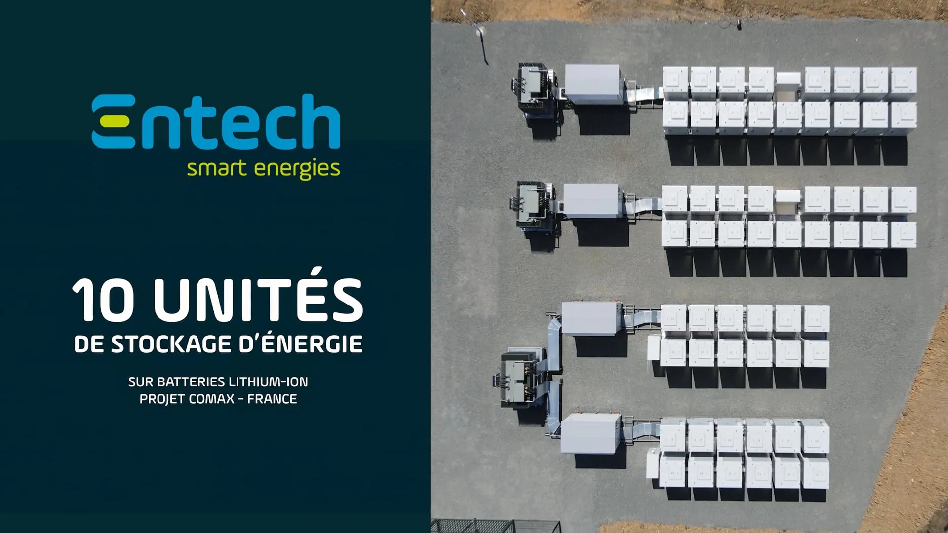 Le parc de stockage par batteries d'ENTECH aux Essarts, vu du drone
